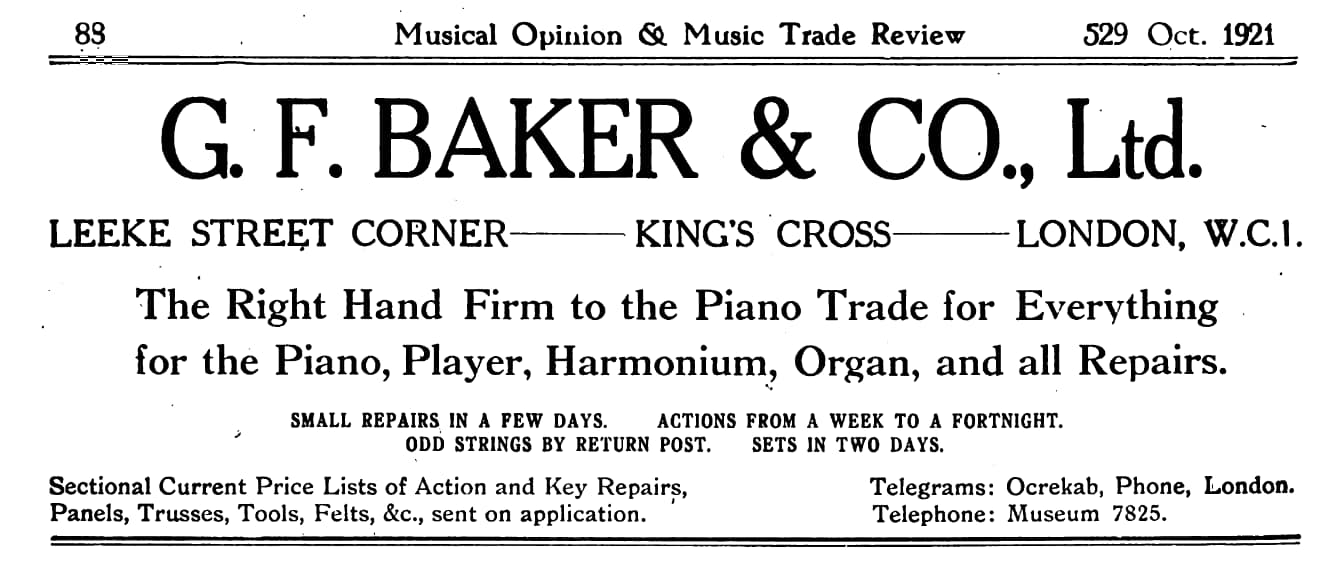 G. F. Baker.Adv.Oct.1921.p.88