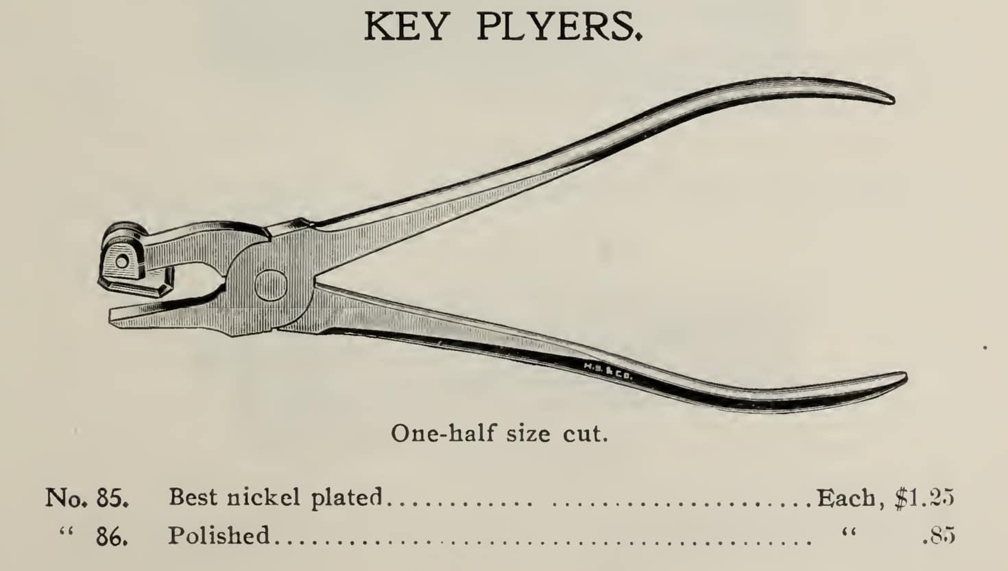 HS.Key.Easing.Pliers.1903.Catalogue