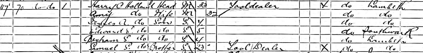 Harry.C.Holland.Samuel.Swann.Holland.Tool.Dealers.71.Falcon.Rd.Battersea.1891.UK.Census