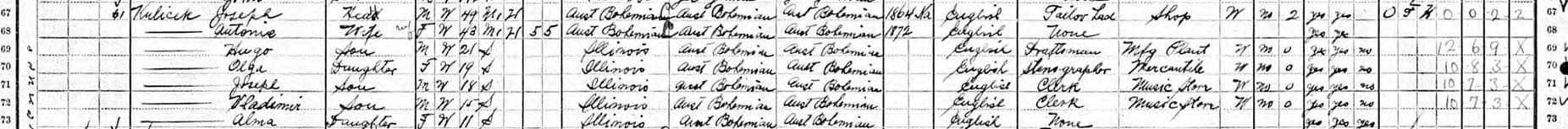 Joe.Kulicek.1910.US.Census.1444.S.Avers.Ave.Cicero.IL.Clerk.Mu