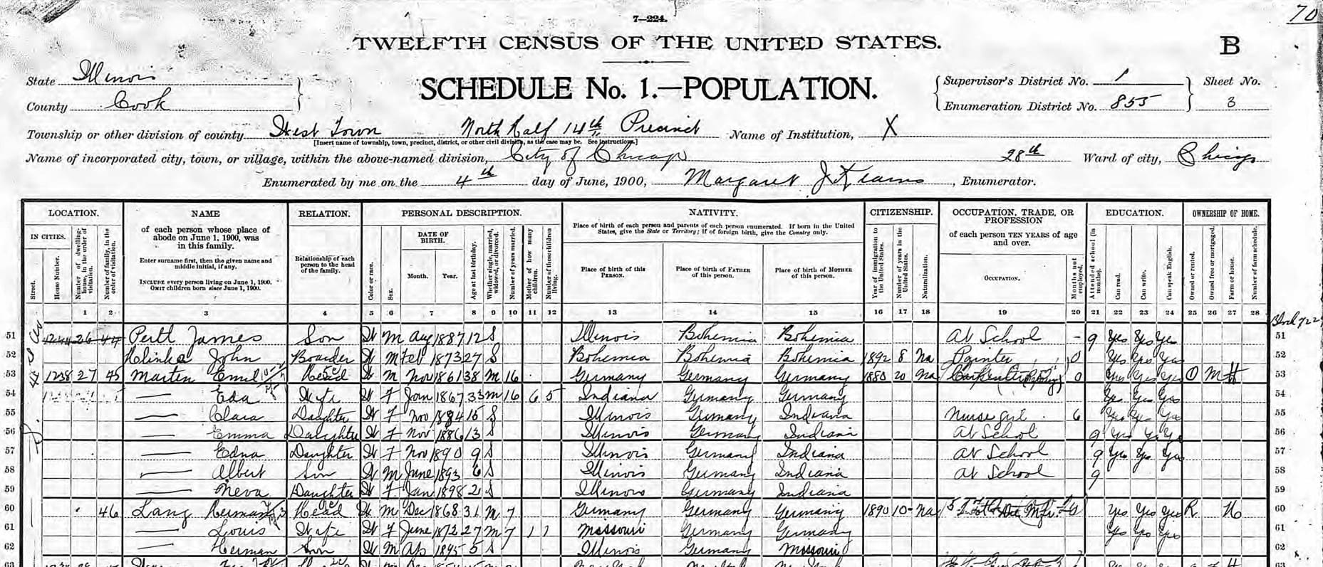 Carl.Hermann.Lang.1900.US.Census