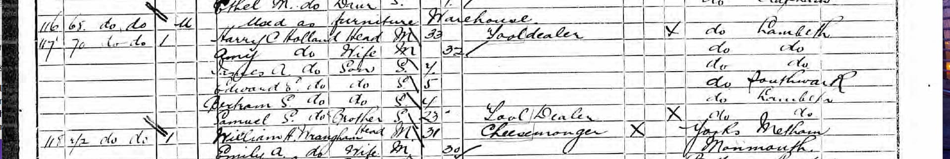 Harry.C.Holland.Samuel.Swann.Holland.Tool.Dealers.71.Falcon.Rd.Battersea.1891.UK.Census