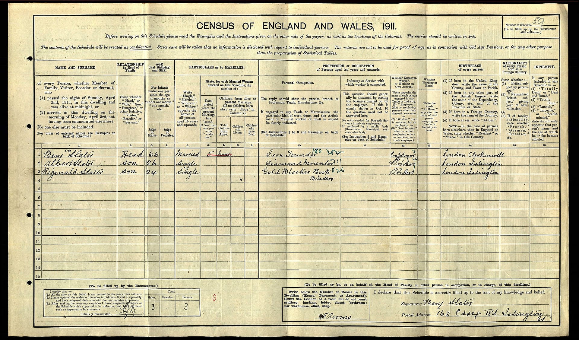 Benjamin.Slater.1911.UK.Census