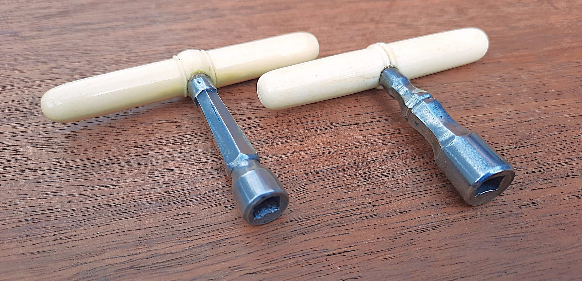 Two.Tuning.Hammers.Ivory.Handles.Faceted.Shafts