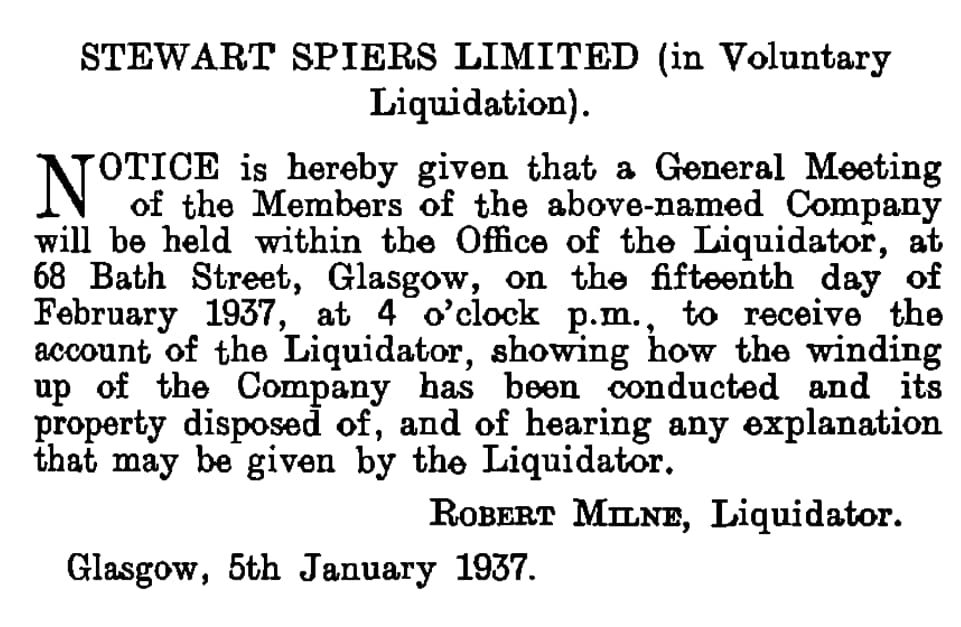 Spiers.Final.Notice.Edinburgh.Gazette.8.Jan.1937